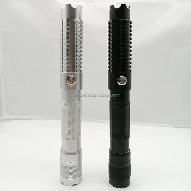 Portable Long Range Laser Pointer Black Silver Housing with Green Beam 520nm Wavelength Rechargeable Battery