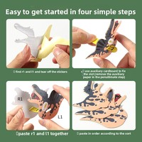 Kit de Modelo de Rompecabezas de Dinosaurio de Papel 3D, Juguete Educativo de Animales de Dibujos Animados Unisex para Adolescentes, Adultos y Principiantes