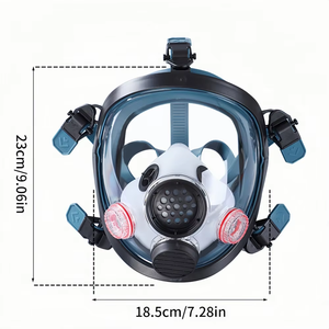 Masque respiratoire industriel en silicone intégral avec double port de filtration et tuyau d'alimentation en air, protection anti-gaz chimiques/poussière/éclaboussures - Product Image 2