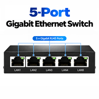 Mini 5 Port Gigabit Ethernet Switch 10/100/1000Mbps Unmanaged Desktop Network Switch Plug and Play untuk Rumah Kantor CCTV OEM ODM