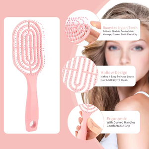 Peigne à cheveux en plastique avec logo personnalisé, design creux, antistatique, à ventilation incurvée, brosse démêlante <span class=keywords><strong>pour</strong></span> cheveux humides et secs, brosse <span class=keywords><strong>pour</strong></span> cheveux bouclés - Product Image 2