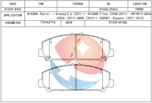 แผ่นรองอะไหล่ทดแทน SDCX รุ่น D1509-8403 / D1304M สำหรับ QX56 QX80 (USA) - Product Image 2