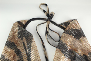 L0868-Ingrosso Elegante Abito Lungo Aderente con Paillettes Leopardate e Scollo a V per Donna, Vestito da Sera per Feste - Product Image 5