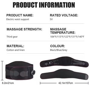 Cinturón de Masaje Abdominal con Calor <span class=keywords><strong>y</strong></span> Soporte <span class=keywords><strong>Lumbar</strong></span> Eléctrico, Compresa Caliente, Máquina de Masaje Vibratorio de Grafeno para la Cintura - Product Image 6