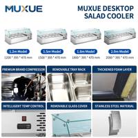 MUXUE Table de préparation réfrigérée en acier inoxydable de 1,8 m pour salades et sandwichs, vitrine réfrigérée VRX pour pizzas