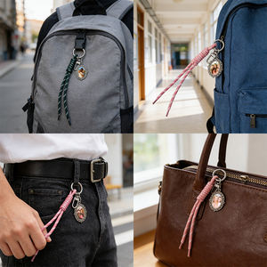 Llavero de Cuerda de Nailon Tejida con Diseño de Bloques de Color, Accesorio de Bolso con Sublimación, Llavero para <span class=keywords><strong>Mujer</strong></span>, Regalo de Amistad - Product Image 4