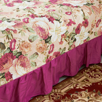 Set Sprei Katun Jacquard Motif Bohemian Amerika dengan Ruffle 400TC Ramah Lingkungan 4-Piece Set Sprei Renda Berkualitas untuk Semua Musim