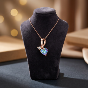 Collier en argent sterling 925 plaqué or rose, design simple, forme de cœur, pour enfants et femmes, pendentif en topaze mystique mercure - Product Image 2