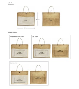 Fournisseur d'emballages en gros bon marché Fabricants Sac de jute écologique naturel avec bouton et poche en coton - Product Image 2