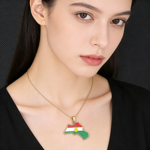 Collar con Colgante <span class=keywords><strong>de</strong></span> Mapa <span class=keywords><strong>de</strong></span> Kurdistán en Acero Inoxidable Chapado en Oro <span class=keywords><strong>de</strong></span> 18K, Joyería para Mujer, Aniversario Étnico <span class=keywords><strong>de</strong></span> Kurdistán - Product Image 3