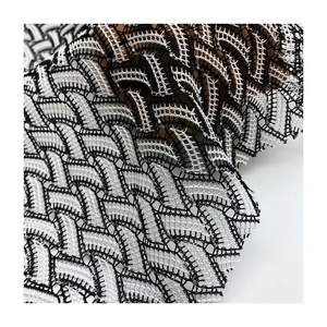Vendite calde in <span class=keywords><strong>bianco</strong></span> e nero trasversale con foro netto 100% elasticizzato in poliestere tinto in filo jacquard tessuto a maglia per abbigliamento - Product Image 4