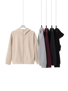 Produttori di abbigliamento personalizzato 400G stile autunno inverno in tinta unita Cardigan <span class=keywords><strong>con</strong></span> cerniera a collo alto cappotto Unisex <span class=keywords><strong>felpa</strong></span> Casual <span class=keywords><strong>con</strong></span> <span class=keywords><strong>cappuccio</strong></span> - Product Image 3