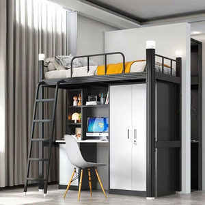 <span class=keywords><strong>Lit</strong></span> suspendu en fer <span class=keywords><strong>combiné</strong></span> avec table inférieure pour dortoir universitaire ou cadre en métal pour appartement du personnel supérieur pour chambre à coucher - Product Image 1