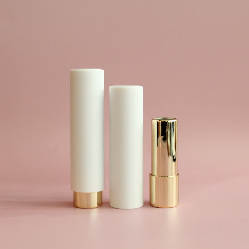 Lipstick tube in stock cosmetic packaging round shape lipstick case press lipstick container