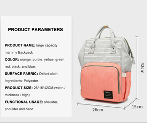 <span class=keywords><strong>Sac</strong></span> à dos à rayures multiples pour maman papa, orange, vente en gros, <span class=keywords><strong>sac</strong></span> à couches durable pour bébé, de voyage en plein air - Product Image 3