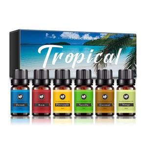 Kanho <span class=keywords><strong>Rhum</strong></span> océanique tropical Ananas <span class=keywords><strong>Vanille</strong></span> Coco Mangue Huile essentielle pour diffusion Ensemble de 6 bouteilles - Product Image 1