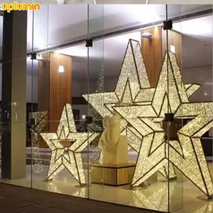 Display commerciale grande luce 3D motivo stella per feste di matrimonio all'aperto centro commerciale decorazioni