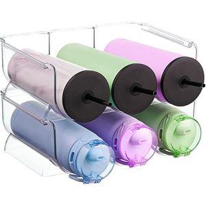 Plastic Stackable Water Bottle Holder Bin Water Bottle Organizer Holder Fridge Storage Bpa Free Stackable Organiser for Fridge