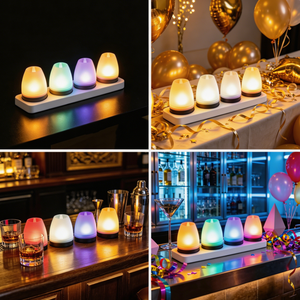 Juego de luces ambientales (paquete de 4) – Lámparas de vela recargables con control táctil, luz LED que cambia de color y base de carga - Product Image 2
