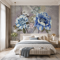 Peinture murale en mosaïque de verre élégante à motif de pivoine, mosaïque artisanale personnalisée pour la maison, villa de luxe, salon, art mural décoratif