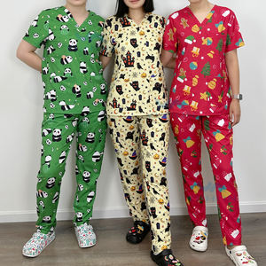 याहोंग कस्टम डिजाइन अस्पताल सांस लेने योग्य डॉक्टर मुद्रित चिकित्सा पेशेवर मुद्रित वर्दी नर्स मज़ा स्क्रब सेट - Product Image 1