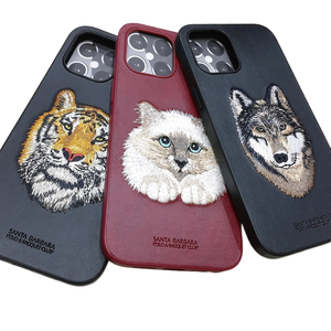Custodia originale per POLO da ricamo per iPhone 12 13 14 14 Pro Max tigre lupo gatto Design posteriore borsa per <span class=keywords><strong>cellulare</strong></span> - Product Image 2