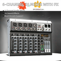 Console de mixage professionnelle 6 canaux, contrôleur DJ, mini audio, 16 effets DPS, cartes son, streaming en direct pour deux personnes, karaoké