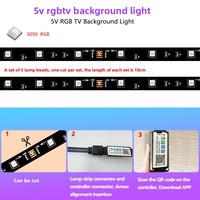Bande LED d'ambiance TV 24G pour application musicale, éclairage d'ambiance TV USB coloré pour e-sport, 30 LED dimmables, stock transfrontalier disponible