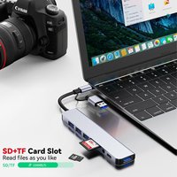 Hub USB 3.0 Type-C OEM avec 4 Ports USB 2.0, 1 Lecteur de Cartes TF SD, Port Audio 3.5mm, en Aluminium, Répartiteur USB 8 en 1 pour Ordinateur Portable et Téléphone Intelligent