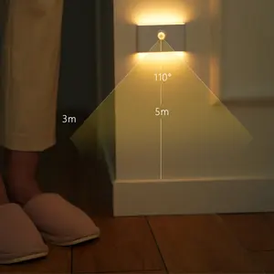 Lampu malam LED Sensor gerak, lampu malam nirkabel magnetik 2700k 0.2w pengisian tipe-c Abs 300amh lampu dinding kamar tidur cerdas koridor samping tempat tidur - Product Image 5