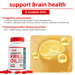 Cápsulas blandas de aceite de krill antártico OEM Halal Omega 3 Suplemento para el cerebro y el corazón Astaxantina 1000mg 2000mg Aceite de krill Softgel - Product Image 6