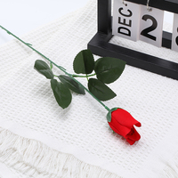 Mawar tunggal buatan dekorasi Interior rumah flanel mawar cocok untuk dekorasi pernikahan Hari Valentine mawar