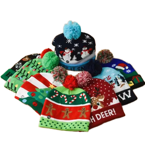 Bonnet en tricot doux et confortable pour l'automne et l'hiver, personnalisé, jacquard, impression numérique de dessins animés, Noël, unisexe, adulte, commun - Product Image 1