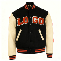 XJYD Vestes Usine Streetwear Mode Hommes Varsity Veste Contraste En Cuir Manches Brodé LOGO PU Baseball Vestes