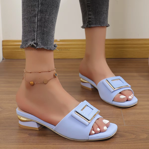 Fashion Plus Size Women's <b>Slippers</b> Thick Heel Light Weight Designer Women Sandals Rubber Open Toe Square Head <b>Slippers</b> for Women - Product Image 1