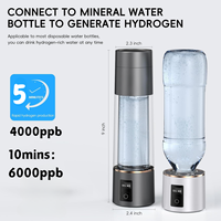 2025 nouvelle bouteille d'eau portative d'hydrogène de conception 270ML avec 6000PPB 5/10MINS affichage de l'heure d'affichage d'affichage d'affichage à cristaux liquides d'alimentation d'USB pour l'usage extérieur de ménage