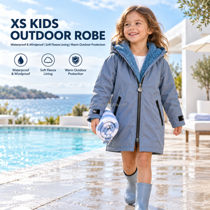 Robe de bain pour enfants XS, doublée de polaire chaude, imperméable, parka de plage et d'extérieur, veste à capuche entièrement zippée pour tout-petits - Product Image 1