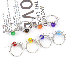 Nouvelles ventes chaudes, anneaux créatifs personnalisés faits à la main avec fil enroulé, perles d'agate œil de dragon, R12 - Product Image 5