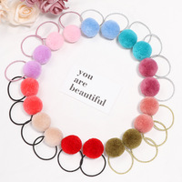 Usine personnalisable mignon bébé fille cheveux accessoires à la main pompon boule coloré caoutchouc bandeau élastiques enfants doux fête