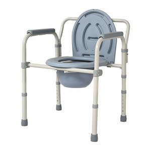 Adjustable Height Foldable Commode Chair For Elderly Portable Toilet <b>Stool</b> With <b>Seat</b> Support - Product Image 2
