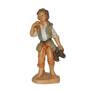 SHEPHERD AVEC SAC ET BOTTES MOD LUX EN PLASTIQUE EFFET BOIS H 10CM - Product Image 1