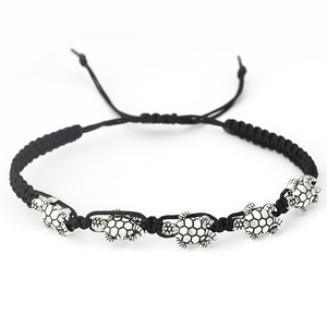 Bracciale con cordoncino intrecciato fatto a mano in macramè alla moda di tartaruga marina Charm Design con diamante per regalo in lega materiale da spiaggia - Product Image 4