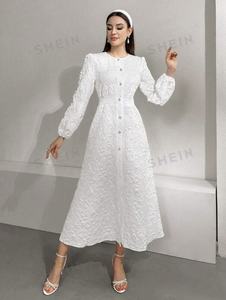 Telas Textiles Jacquard con Textura Floral 3D, 100% Poliéster, para Confección de Vestidos con Mangas Abullonadas para Mujer - Product Image 6