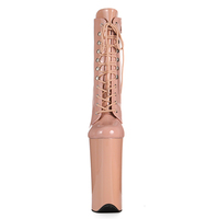 Bottes de pole dance en PU brillant à talon aiguille de 26 cm, plateforme fine, à lacets et fermeture éclair, imperméables, pour costumes de scène et mode