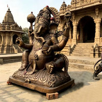 Statue de Bouddha religieuse hindoue d'extérieur, grand moule de statue de Ganesha en bronze antique, sculpture du Seigneur Ganesha