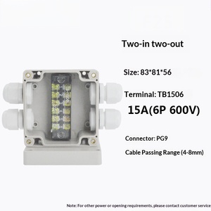 83x81x56mm <b>Waterproof</b> Junction <b>Box</b> Two-in-two-out 15A Terminal Block PG9 Cable Gland Enclosure Terminal <b>box</b> - Product Image 2
