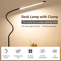 Lampe de Table lumineuse avec pince, lampe de lecture à col de cygne, lampe de bureau d'apprentissage pour l'étude