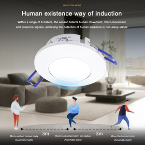 Sensore a soffitto a infrarossi intelligente a 360 gradi da 24GHz 100-240V sensori di posizione di movimento incorporati per interni presenza umana - Product Image 3