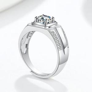 Galvanoplastia Plata de Ley 925 1 CT redondo solitario Cubic Zirconia anillo de compromiso Halo <span class=keywords><strong>Promise</strong></span> para hombres anillo - Product Image 3