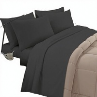 Parure de lit d'hiver en flanelle brossée Banzaii 200TC, anti-boulochage, 100% coton, 4 pièces, gris foncé, taille King